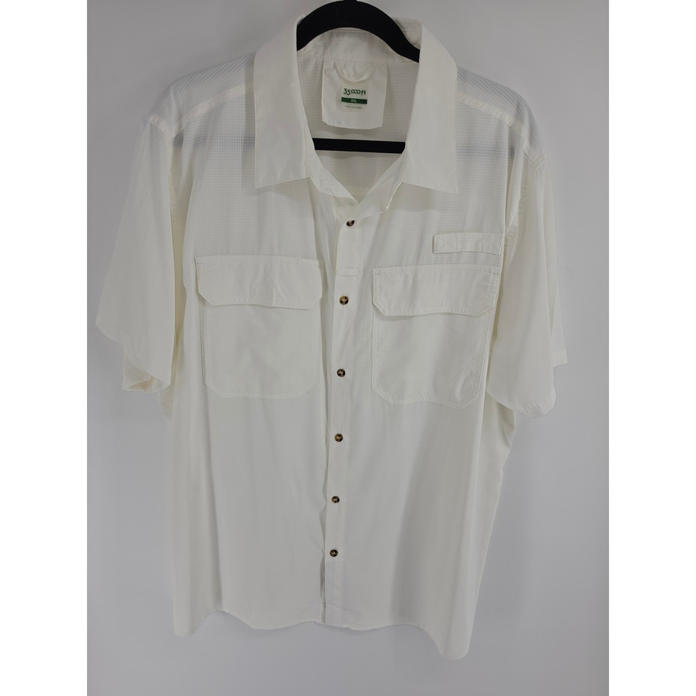 33,000ft Mens XXL White Ripstop Short Sleeve Hiking Fishing Ventilated Shirt